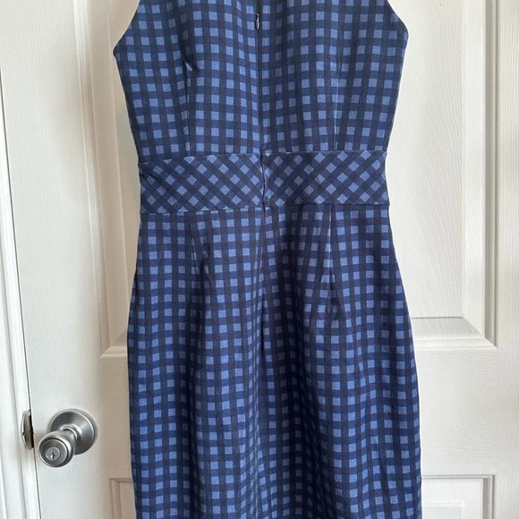 Banana Republic Navy Checkered Midi Dress - Picture 7 of 8